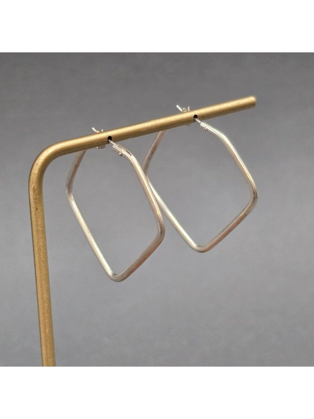 Vintage Sterling Silver Square Hoop Earrings Geometric European 925 Minimalist
